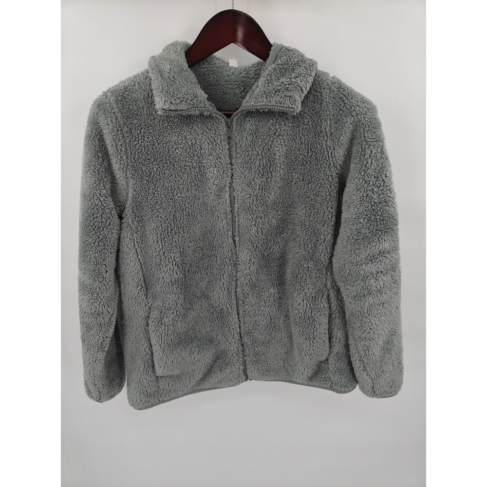 Uniqlo Gray Fluffy Yarn Fleece Full Zip Jacket XL 241-418242